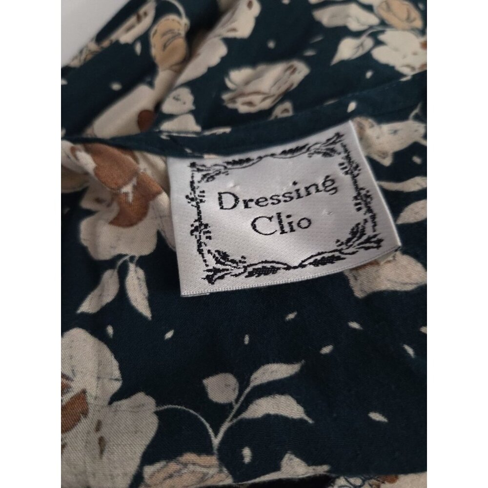 Women’s Casual Dress w/Front Pockets Vintage Dressing Clio Floral Green - Picture 5 of 8